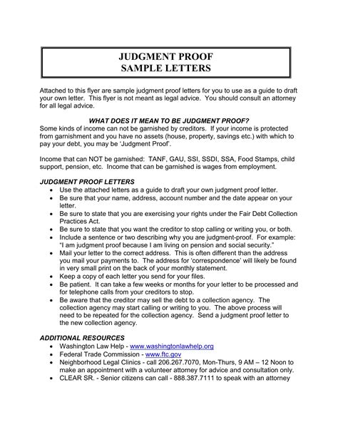 i trust your judgement|letter to creditors judgement proof.